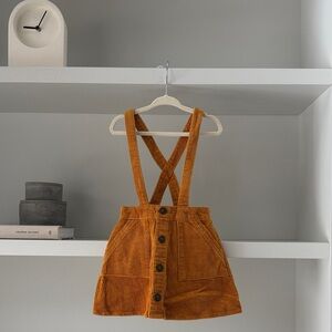art class Rust Corduroy Button-Front Suspender Skirt